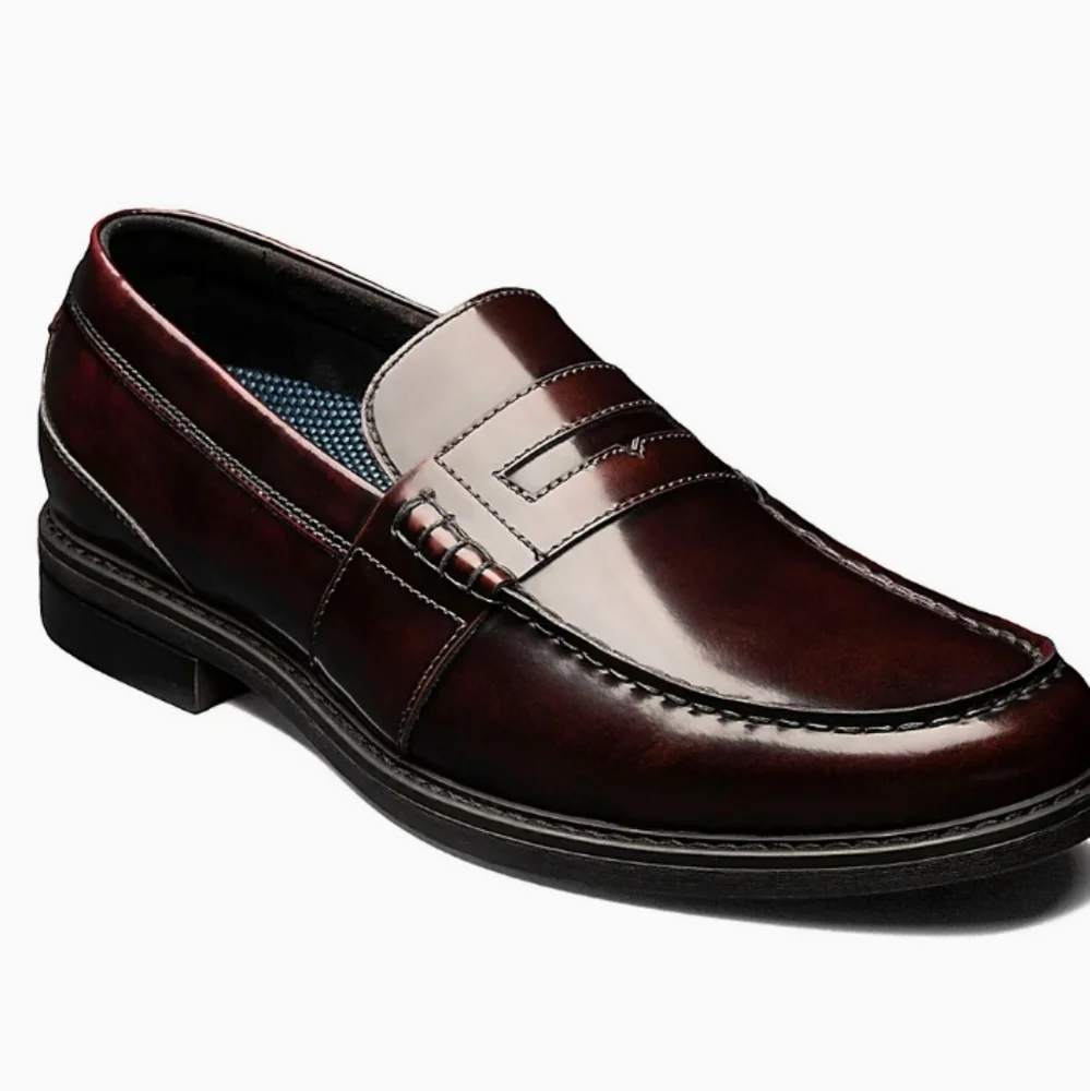 Nunn Bush® Lincoln Men's Penny Loafers Burgundy color - Picture 1 of 6